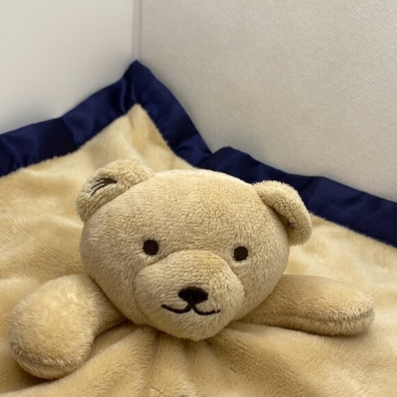 Baby Fanatic New England Patriots Bear Lovey Security Blanket Tan Navy Satin - Picture 3 of 10